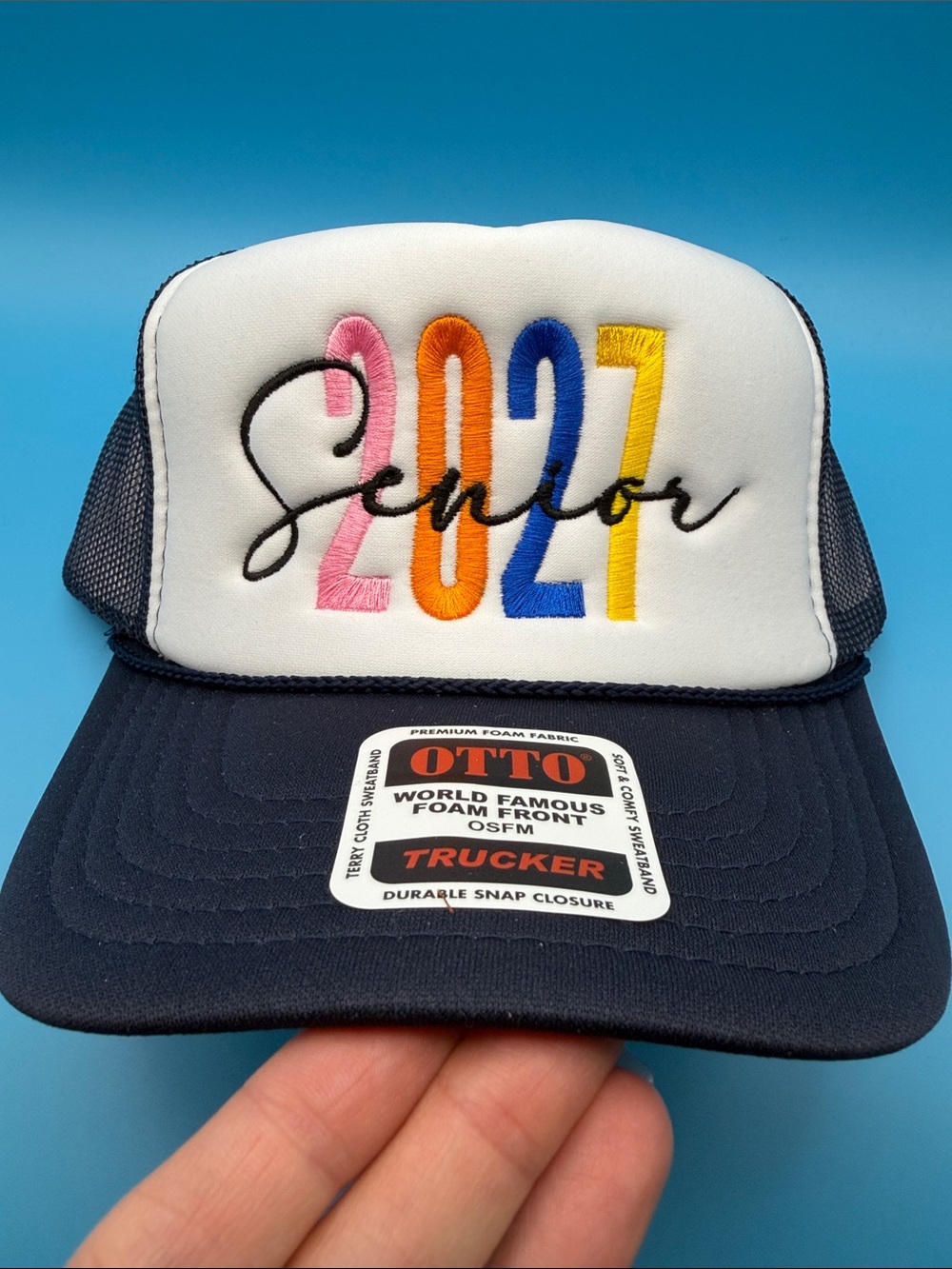 Senior 2027 Embroidered Trucker Hat Otto Cap Graduation Gift Vacation Beach